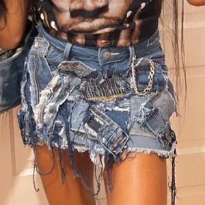 custom denim mini skirt